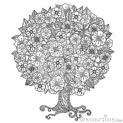 Circle orient floral black and white Vector Illustration