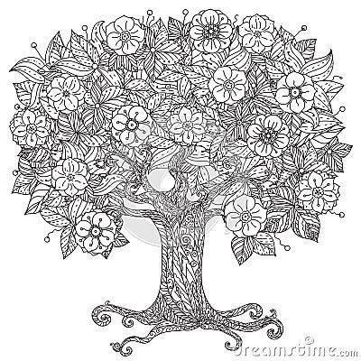 Circle orient floral black and white Vector Illustration