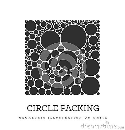 Circle packing. Geometric vector illustration. Circles are placed in such a way that they touch, but do not intersect Vector Illustration
