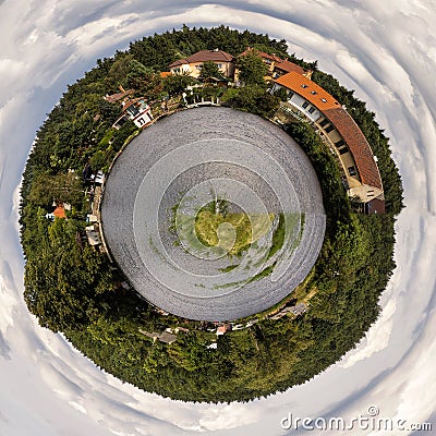 Circle panorama of a small town Stock Photo