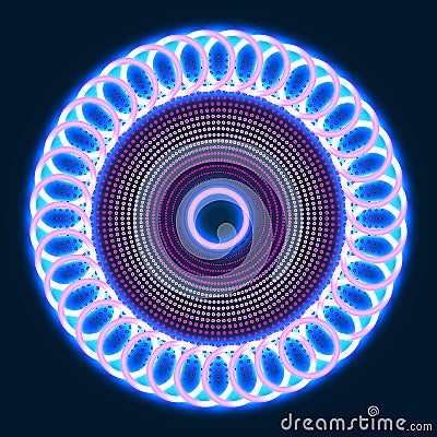 Circle particle tech dynamic wave red light halo abstract vector background Stock Photo