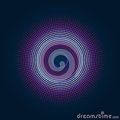 Circle particle tech dynamic wave red light halo abstract vector background Stock Photo