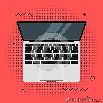 Circle pattern is notebook, macbook, netbook icon for business presentations, application coverage or web site design Vector Illustration