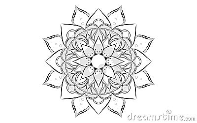 Circle pattern petal flower of mandala with black and white,Vector floral mandala relaxation patterns unique design with white Vector Illustration