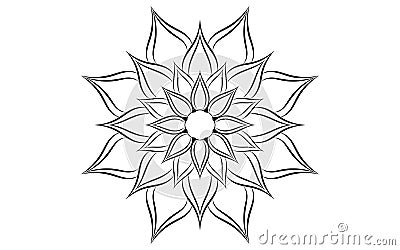 Circle pattern petal flower of mandala with black and white,Vector floral mandala relaxation patterns unique design with white Vector Illustration