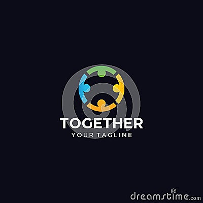 Circle people together unity logo design template illustration Premium Vector Vector Illustration