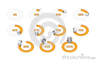 Circle progress bar made of cutting out and rolling paper tape. Vector Illustration