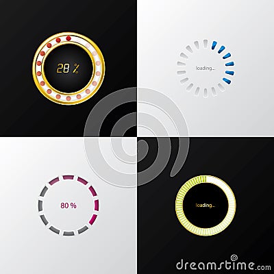 Circle progress indicators Vector Illustration