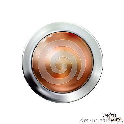 Circle realistic glossy brown or copper button. Vector illustration Eps10 Vector Illustration