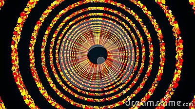 Circle rings of colorful sequins form an endless tunnel, computer generated. 3d rendering of bright shiny background Stock Photo