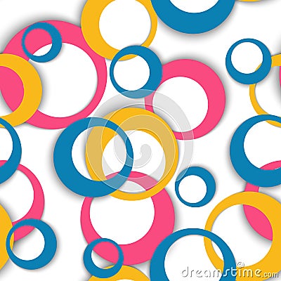 Circle rings geometric seamless pattern, round shapes Vector Illustration