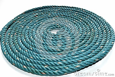 Circle Roll texture of old green nylon rope. Stock Photo