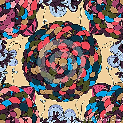 Circle round flower seamless pattern Vector Illustration