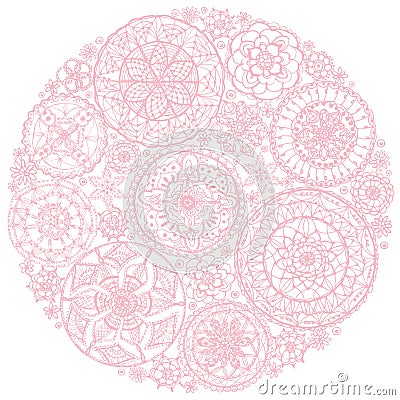 Circle of round lace doilies. Vector Illustration