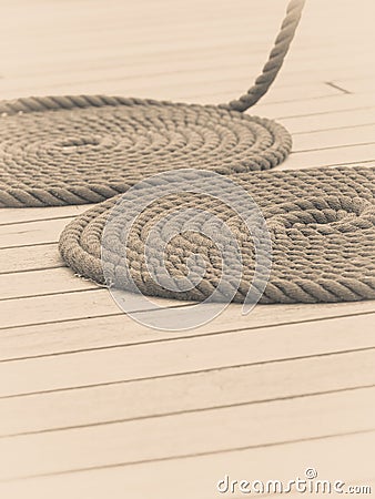 Circle rounded antique chest rope coil Stock Photo