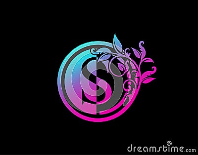 Circle S Letter Floral Logo. Luxury S Swirl Logo Icon perfect for salon, yoga, restaurant, boutique and letter stamp Vector Illustration