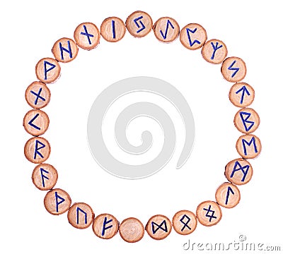 Circle of Scandinavian runes Stock Photo