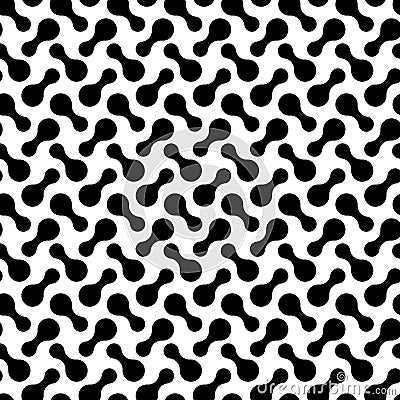 Circle seamless pattern. Repeating black dot on white background. Repeated metaball wallpaper. Design for print. Modern repeat Vector Illustration