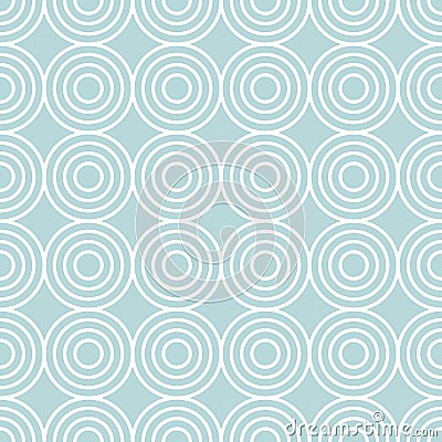 Circle seamless pattern of white line shapes with lozenge on light blue background. Cartoon Illustration