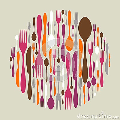 Circle shape made of cutlery icons Vector Illustration