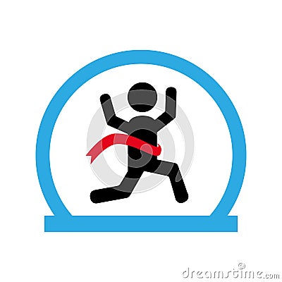 Circle shape with runner crossing finish line Vector Illustration