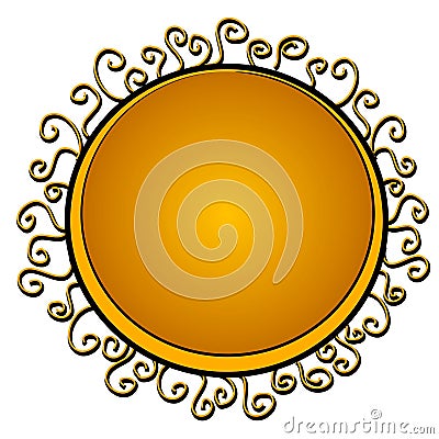 Circle Shaped Logo Gold Swirls Vector Illustration