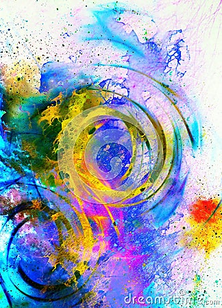 Circle shapes on abstract colorful backbrounde. Winter effect. Stock Photo