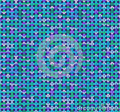 Circle shiny mermqid sequins seamless pattern. Fishscale emroidery. Vector background. Vector Illustration