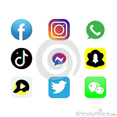 Circle Social Media Icons vector illustration poster template Editorial Stock Photo