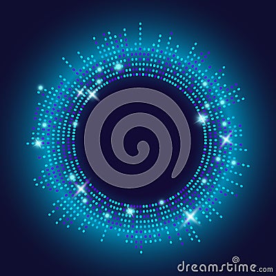 Circle sound wave. Music circular neon graphic. Abstract audio equalizer. Spectrum frequency effect. Vector illustration Vector Illustration