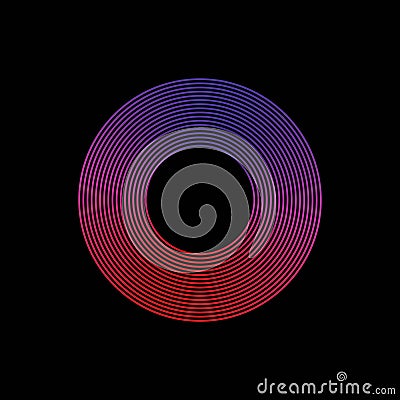 Circle of sound waves. Neon round music sound wave for equalizer. Radial sound wave curve with light particles. Clipart Vector Illustration