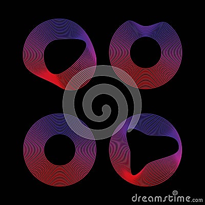 Circle of sound waves. Neon round music sound wave for equalizer. Radial sound wave curve with light particles. Clipart Vector Illustration