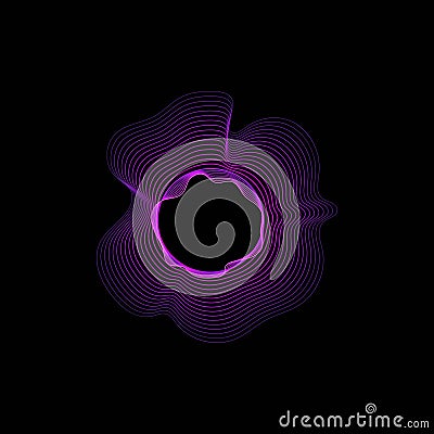 Circle of sound waves. Neon round music sound wave for equalizer. Radial sound wave curve with light particles. Clipart Vector Illustration