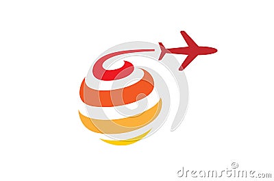 Circle Spiral Orange aircraft Creative Air Logo Vector Illustration
