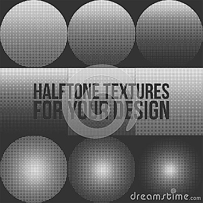 Circle and Square dotted Halftone Textures Set Vector Illustration