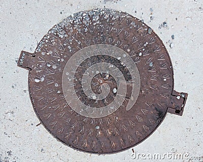 Circle steel manhole cover Stock Photo