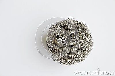 Circle steel wool for heavy duty on white background Stock Photo