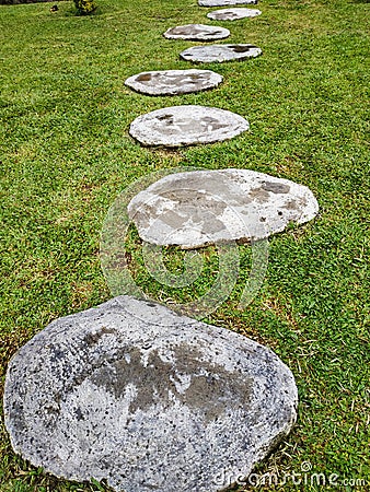 Circle stone path in the garden. Stock Photo