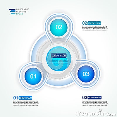 Circle three steps infographic design template for statistics Vector Illustration