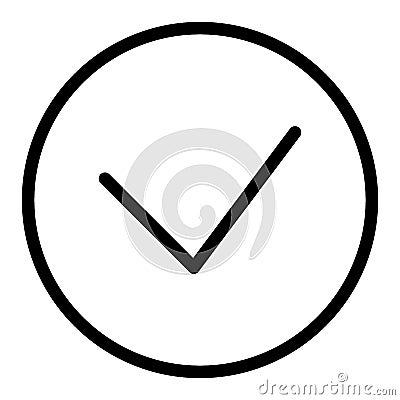 Circle with tick line icon. Check illustration isolated on white. Choice button outline style design, designed for web Vector Illustration
