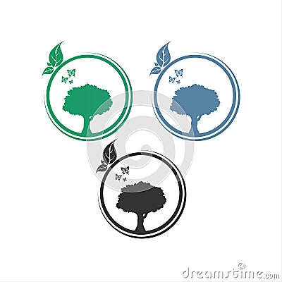 Logo Circle Tree vector logo design Vector Illustration