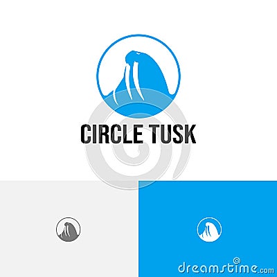 Circle Tusk Walrus Animal Pole Wildlife Nature Logo Vector Illustration