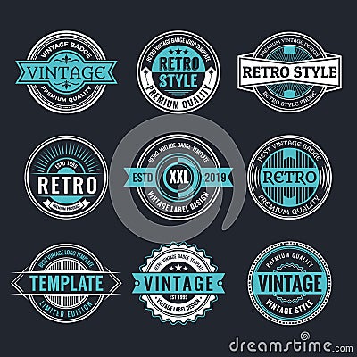 Circle Vintage and Retro Badge Design Collection Vector Illustration