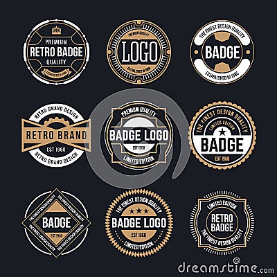 Circle Vintage and Retro Badge Design Collection Vector Illustration