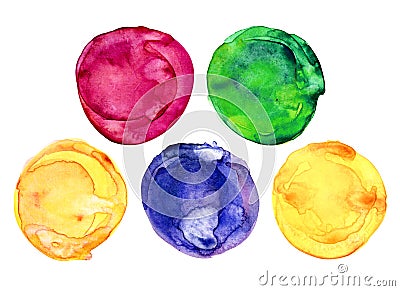 Circle, watercolor, color, paint, water, splash, dot, texture, design, drop, graphic, round, green, purple, set, spot, abstract, Stock Photo