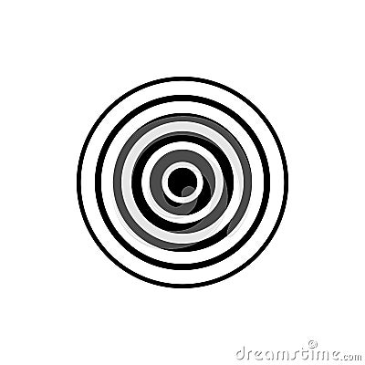 Circle wave. Sound icon. Black effect pulse isolated on white background. Signal radar. Pattern sonar. Vibration line design Vector Illustration