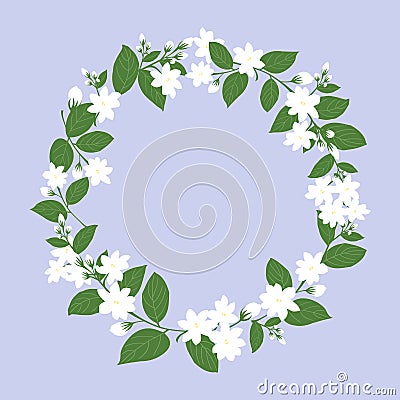 circle of white jasmine for mother`s day, flower vector Vector Illustration