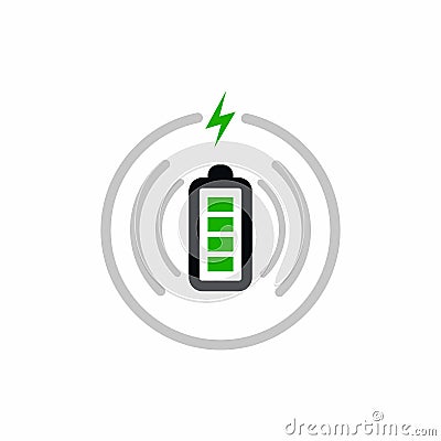 Circle Wireless Battery Charging Icon Vector Illustration