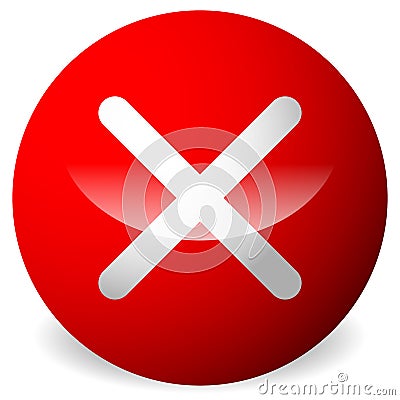 Circle with X shape, cross. Delete, remove, quit button. Vector Illustration