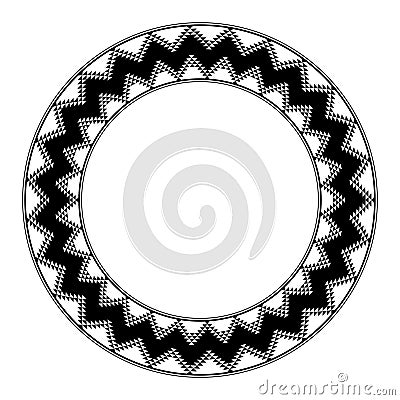 Anasazi pattern, circle frame, based on the artful repetition of triangles Vector Illustration